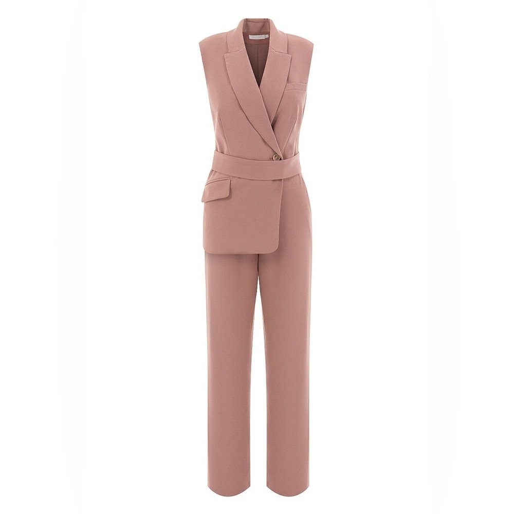 Jonathan Simkhai nwt Tailored sleeveless blazer Jumpsuit size 4 teak brown pink